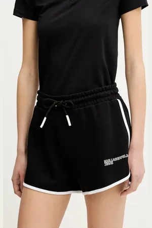 Karl Lagerfeld Szorty bawełniane damskie kolor gładkie high waist A2W10095