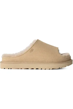 UGG Klapki zamszowe Greenport Slide damskie kolor na platformie 1167610-SAN