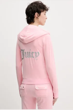 Juicy Couture Bluza welurowa ROBERTSON CAVIAR damska kolor z aplikacją JCBAS125805