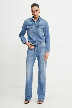 Pinko Kombinezon jeansowy kolor z kołnierzykiemm 104897 A2DW