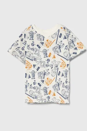 adidas T-shirt bawełniany dziecięcy x Star Wars kolor biały wzorzysty
