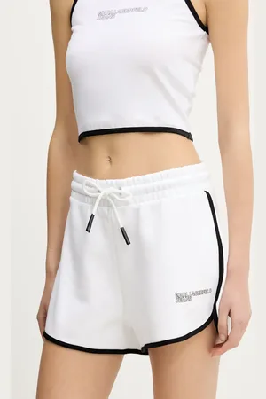 Karl Lagerfeld Szorty bawełniane damskie kolor gładkie high waist A2W10095