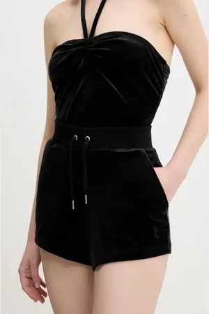 Juicy Couture Szorty welurowe EVE POCKET damskie kolor gładkie medium waist JCBHS224801