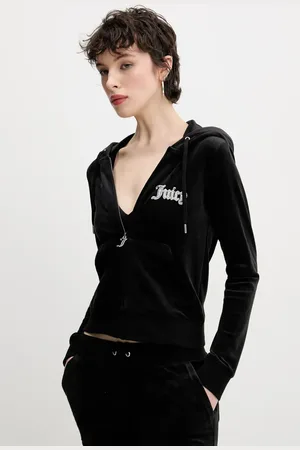 Juicy Couture Bluza welurowa ROBERTSON CAVIAR damska kolor z aplikacją JCBAS125805