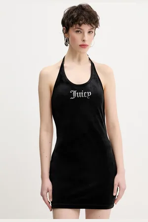Juicy Couture Sukienka welurowa HALTER kolor mini dopasowana JCWED125326