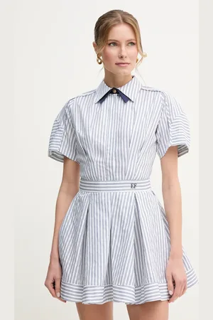 Elisabetta Franchi Sukienka bawełniana kolor mini rozkloszowana AB77051E2