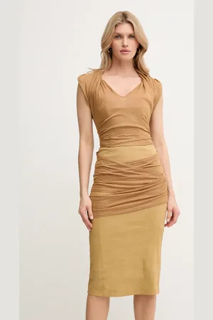 Pinko Sukienka lniana kolor midi dopasowana 104868 A2GF