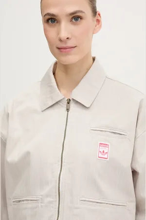 adidas Kurtka bawełniana AOP CROP JACKET kolor przejściowa oversize JC8853