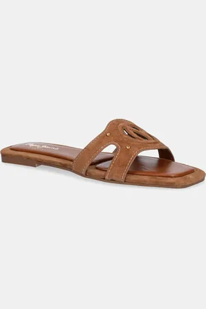 Pepe Jeans Klapki zamszowe FRIDA SOFT damskie kolor PLS90697