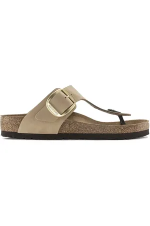 Birkenstock Japonki nubukowe Gizeh Big Buckle damskie kolor na płaskim obcasie 1024007