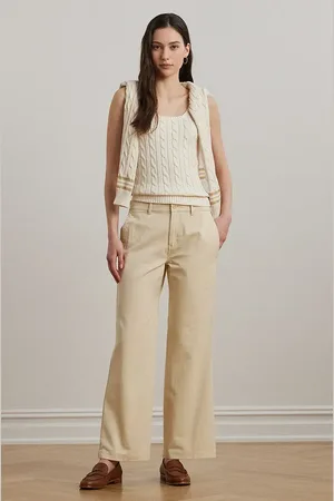 Ralph Lauren Spodnie bawełniane damskie kolor szerokie high waist 200965654