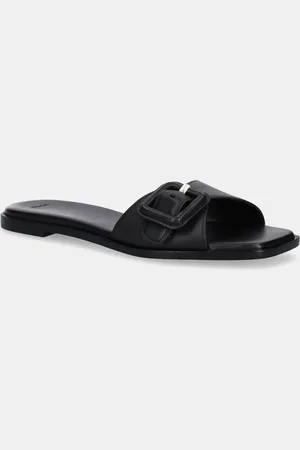 HUGO BOSS Klapki skórzane Charlize damskie kolor 50542200