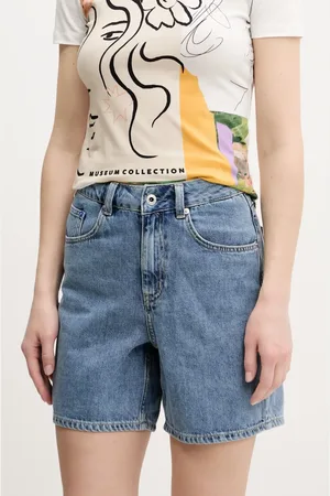 Karl Lagerfeld Szorty jeansowe damskie kolor gładkie high waist A2W10041