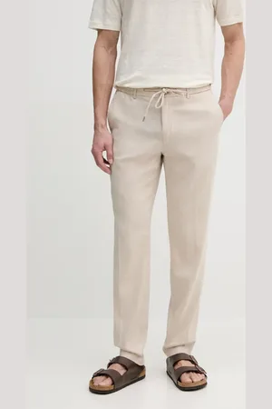 HUGO BOSS Spodnie lniane męskie kolor proste 50540480