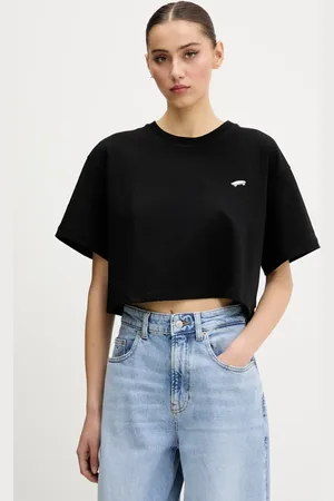 Vans T-shirt bawełniany damski kolor VN000P5QBLK1
