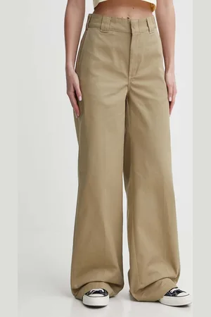 Dickies Spodnie WIDE LEG WORK PANT W damskie kolor szerokie high waist DK0A4YSE