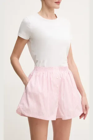 Lacoste Szorty bawełniane damskie kolor wzorzyste high waist FF9835