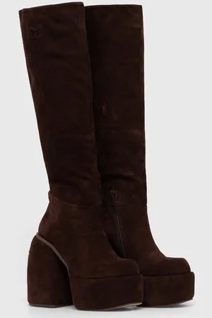 Naked Wolfe Kozaki zamszowe Space damskie kolor na słupku Space Cow Suede Brown