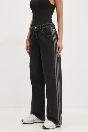 adidas Jeansy bawełniane DENIM 3S PANT damskie medium waist JD3109