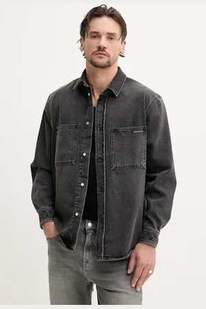 Calvin Klein Koszula jeansowa męska kolor relaxed z kołnierzykiem klasycznym J30J327558