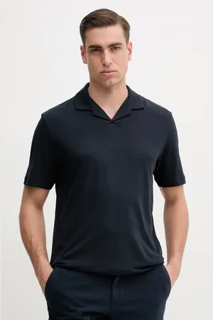 HUGO BOSS Polo z domieszką lnu męski kolor gładki 50537502