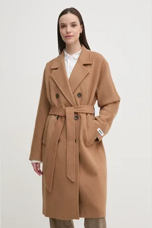 DKNY Płaszcz wełniany kolor przejściowy dwurzędowy DLEMWS16