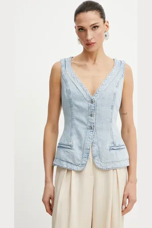 Guess Kamizelka jeansowa RIVA kolor jednorzędowa W5GN89 D5B96