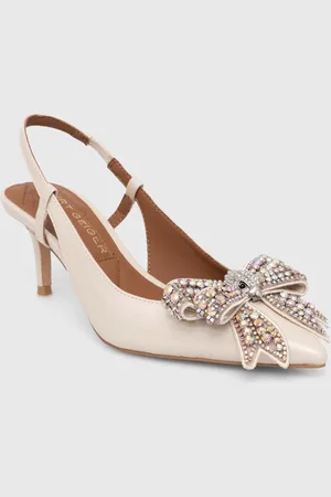 Kurt Geiger Szpilki skórzane Belgravia Bow Sling kolor 621744109