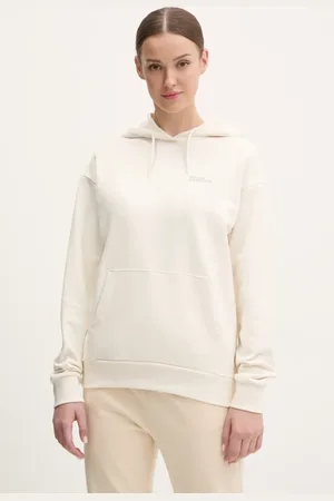 Jack Wolfskin Bluza bawełniana Essential damska kolor z kapturem gładka A63848