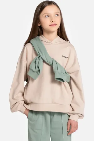 COCCODRILLO Bluza bawełniana dziecięca kolor z kapturem gładka EVERYDAY GIRL