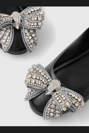 Kurt Geiger Baleriny skórzane Bow Ballerina kolor 621300109
