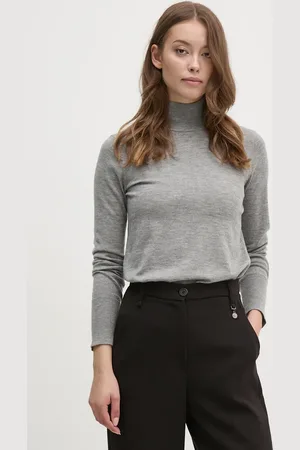 Mos Mosh Sweter wełniany damski kolor lekki z golfem
