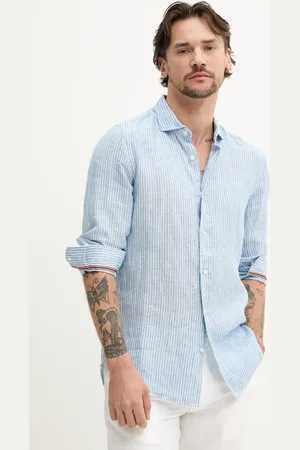 Superdry Koszula lniana męska kolor regular M4010995A-FWJ