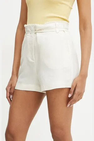 Patrizia Pepe Szorty z domieszką lnu damskie kolor gładkie high waist 2P1660 A052