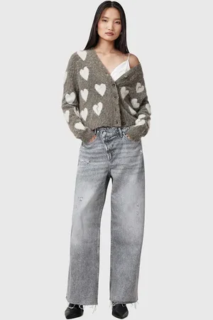 AllSaints Jeansy bawełniane AKI damskie high waist W052EC