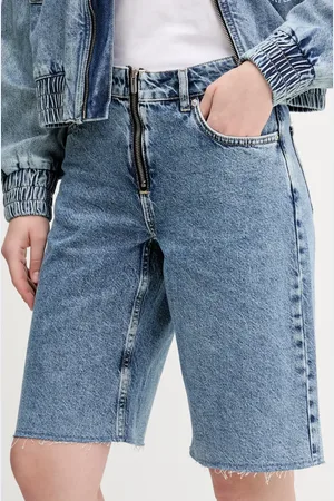 Karl Lagerfeld Szorty jeansowe damskie kolor gładkie high waist A2W10042