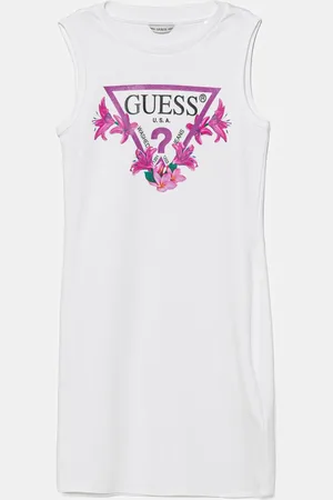 Guess Sukienka bawełniana dziecięca kolor midi dopasowana J4RK38 KA6W4