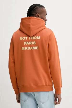 Drôle de Monsieur Bluza bawełniana Le Hoodie Slogan męska kolor z kapturem gładka G-HO162-CO127-RT