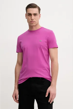 Lacoste T-shirt bawełniany męski kolor fioletowy gładki TH6709