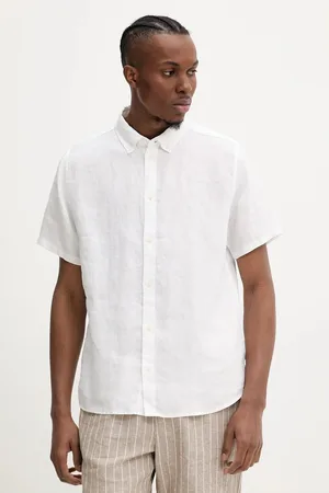 Les Deux Koszula lniana kolor regular z kołnierzykiem button-down