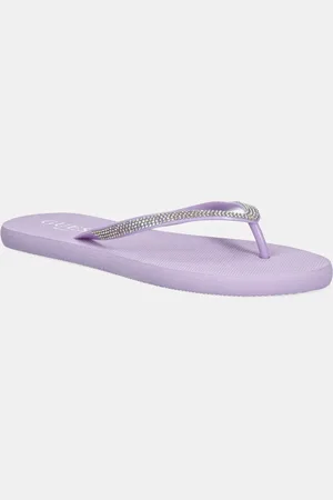 Guess Japonki FLIP FLOP RHINESTONE damskie kolor na płaskim obcasie E5GZ05 BB00F