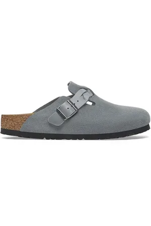 Birkenstock Klapki zamszowe Boston Braided damskie kolor 1029086