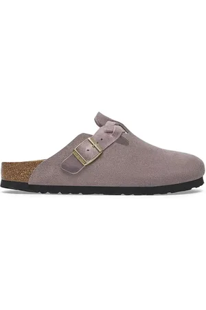Birkenstock Klapki zamszowe Boston Braided damskie kolor 1029122