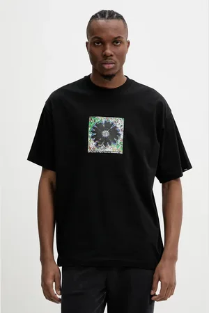 Vans T-shirt bawełniany męski kolor z nadrukiem VN000M5TBLK1