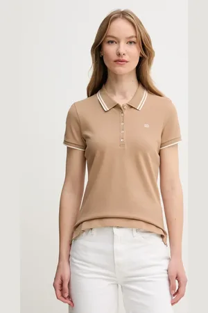 Tommy Hilfiger Polo damski kolor brązowy WW0WW44517