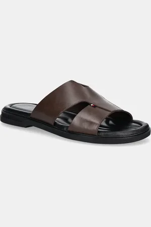 Tommy Hilfiger Klapki skórzane PREMIUM HILFIGER SLIPON LH SAND męskie kolor FM0FM05357