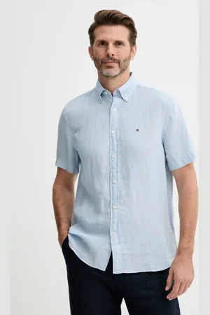 Tommy Hilfiger Koszula lniana kolor regular z kołnierzykiem button-down MW0MW35207