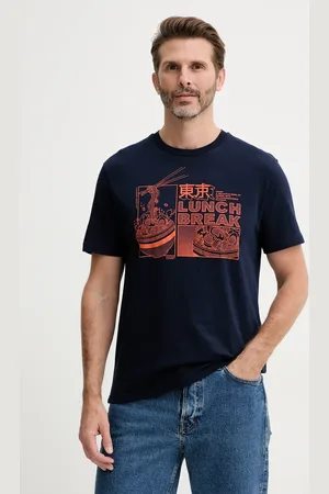 Benetton T-shirt bawełniany męski kolor z nadrukiem 3I1XU10A4