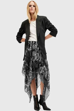 AllSaints Spódnica POLLY SKIRT kolor midi rozkloszowana W011RB