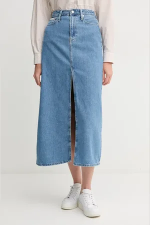 Calvin Klein Spódnica jeansowa kolor maxi prosta J20J225192